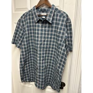 Columbia Men's XXL Short Sleeve Button-Up Shirt, Regular Fit, Blue Plaid